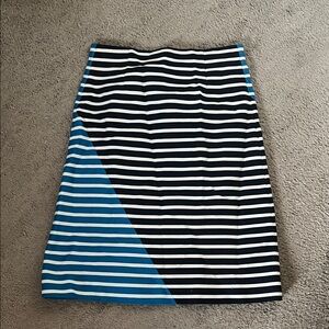 J. Crew Black and Blue Striped Pencil Skirt